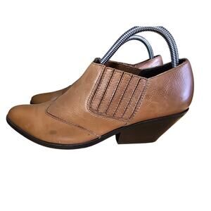 Reba Lane Womens Ankle Boots Brown Saddle Leather Size 10 M Western Slip On